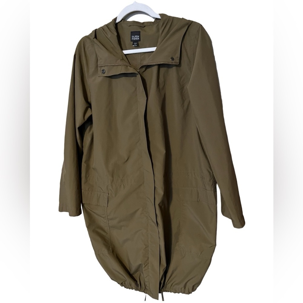 Eileen Fisher Hooded Windbreaker Cinch Trench Jacket
